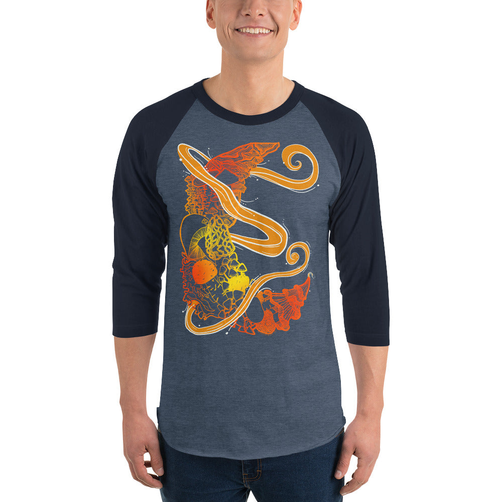 Fire Mushroom Moon Magic 3/4 sleeve raglan shirt
