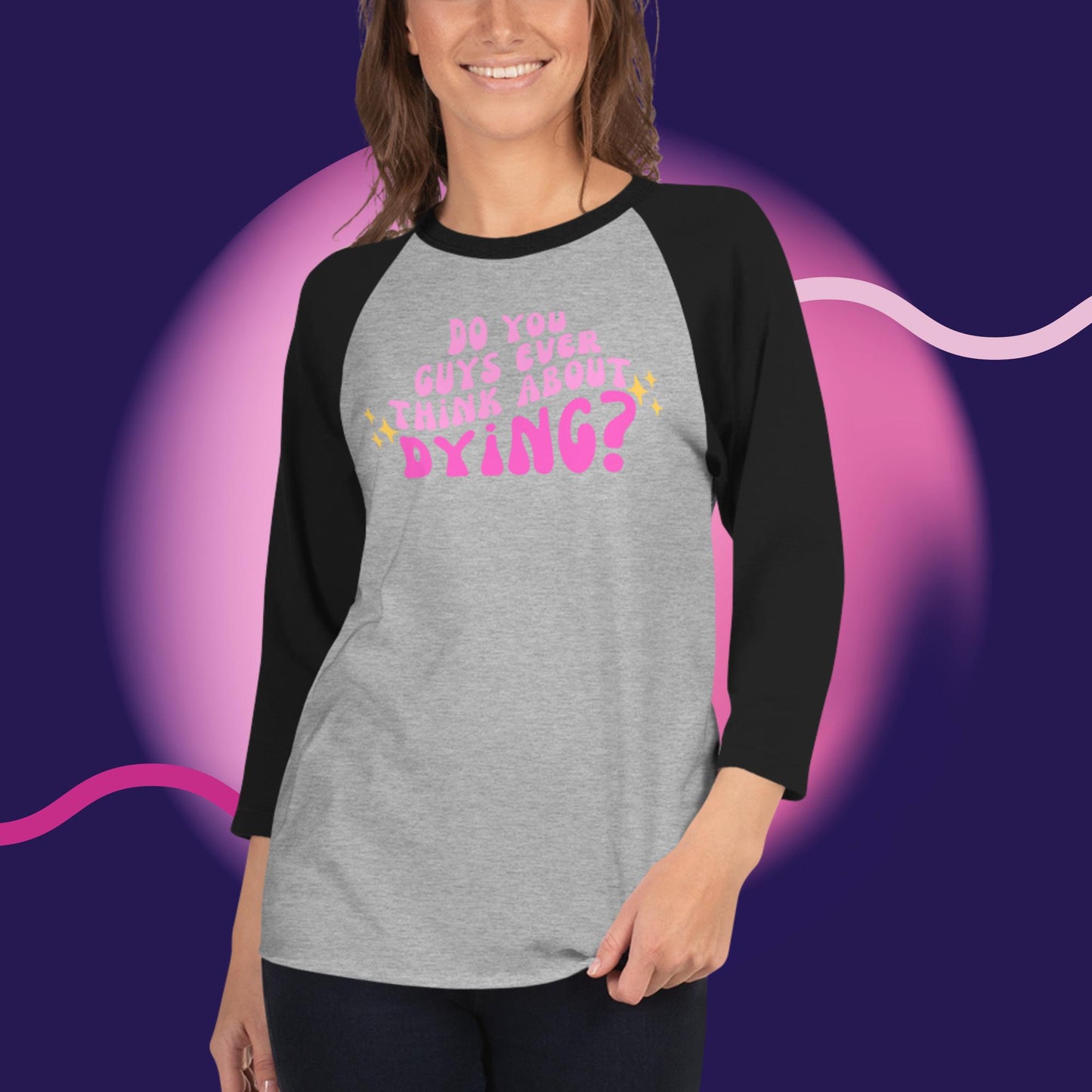 Do you ever think of dying Raglan / Baseball TShirt (Barbie Movie)