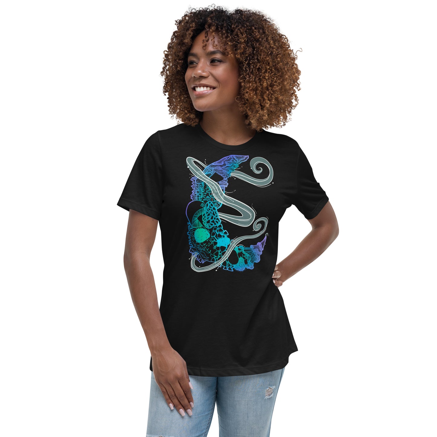 Cool Mushroom Moon Magic Women's Relaxed T-Shirt