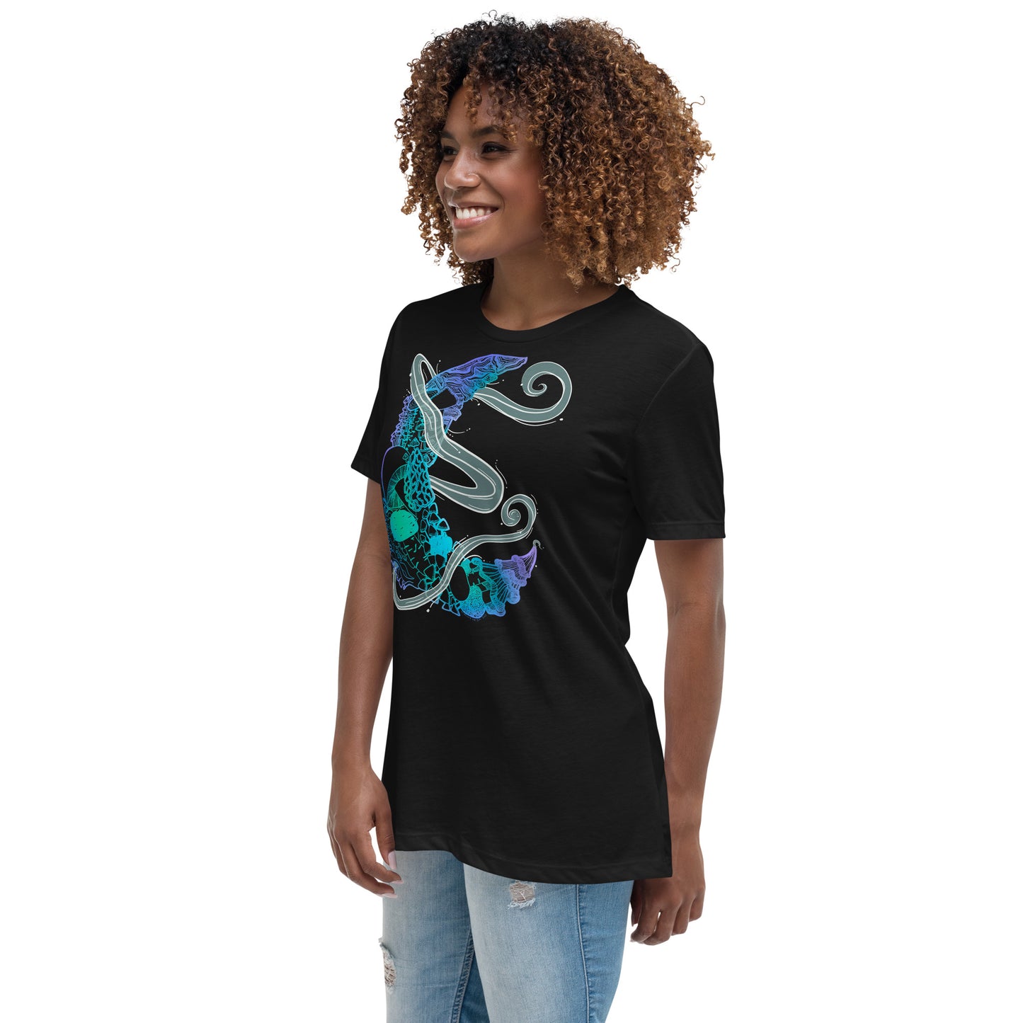 Cool Mushroom Moon Magic Women's Relaxed T-Shirt
