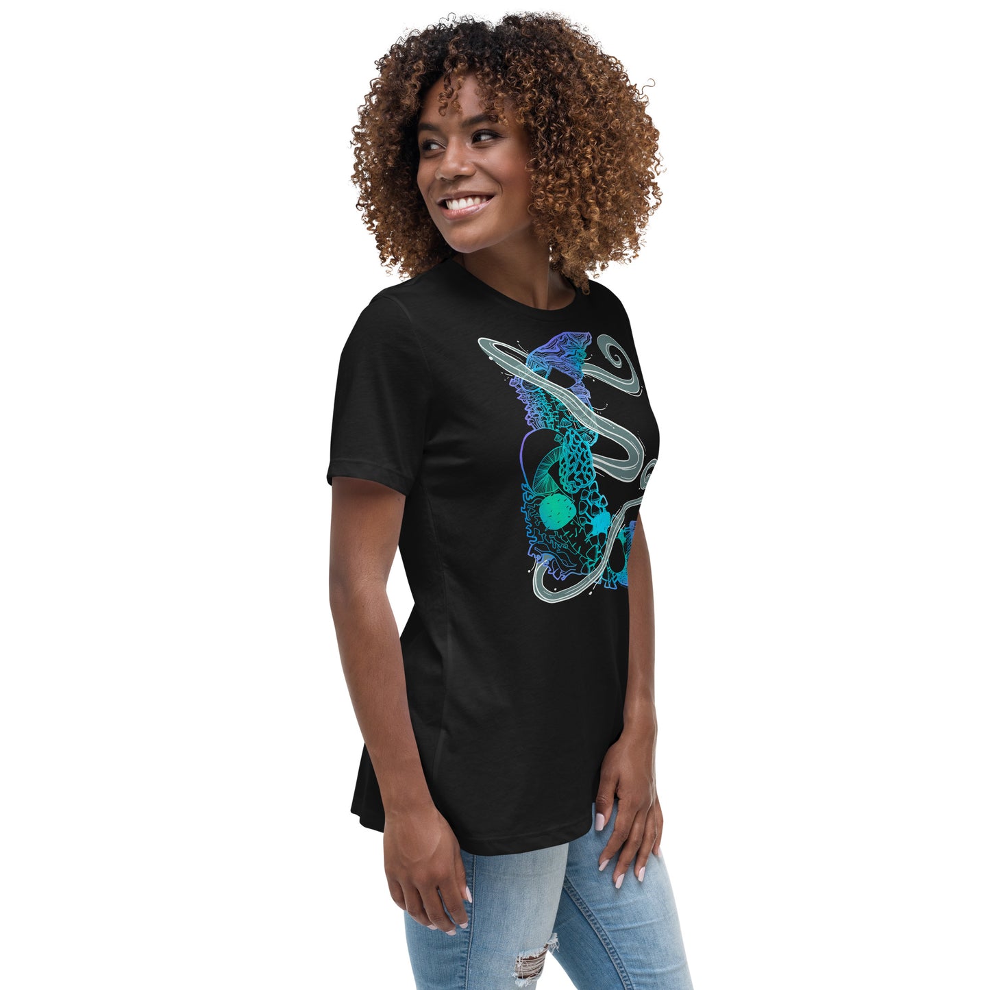 Cool Mushroom Moon Magic Women's Relaxed T-Shirt