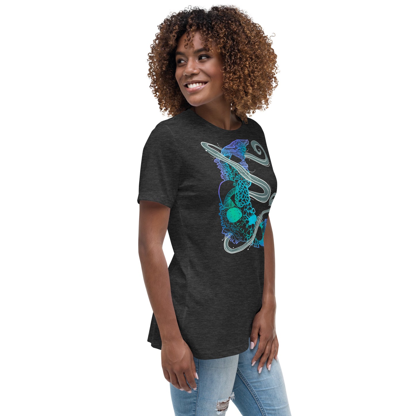 Cool Mushroom Moon Magic Women's Relaxed T-Shirt