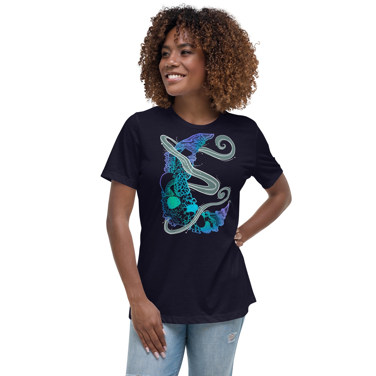 Cool Mushroom Moon Magic Women's Relaxed T-Shirt