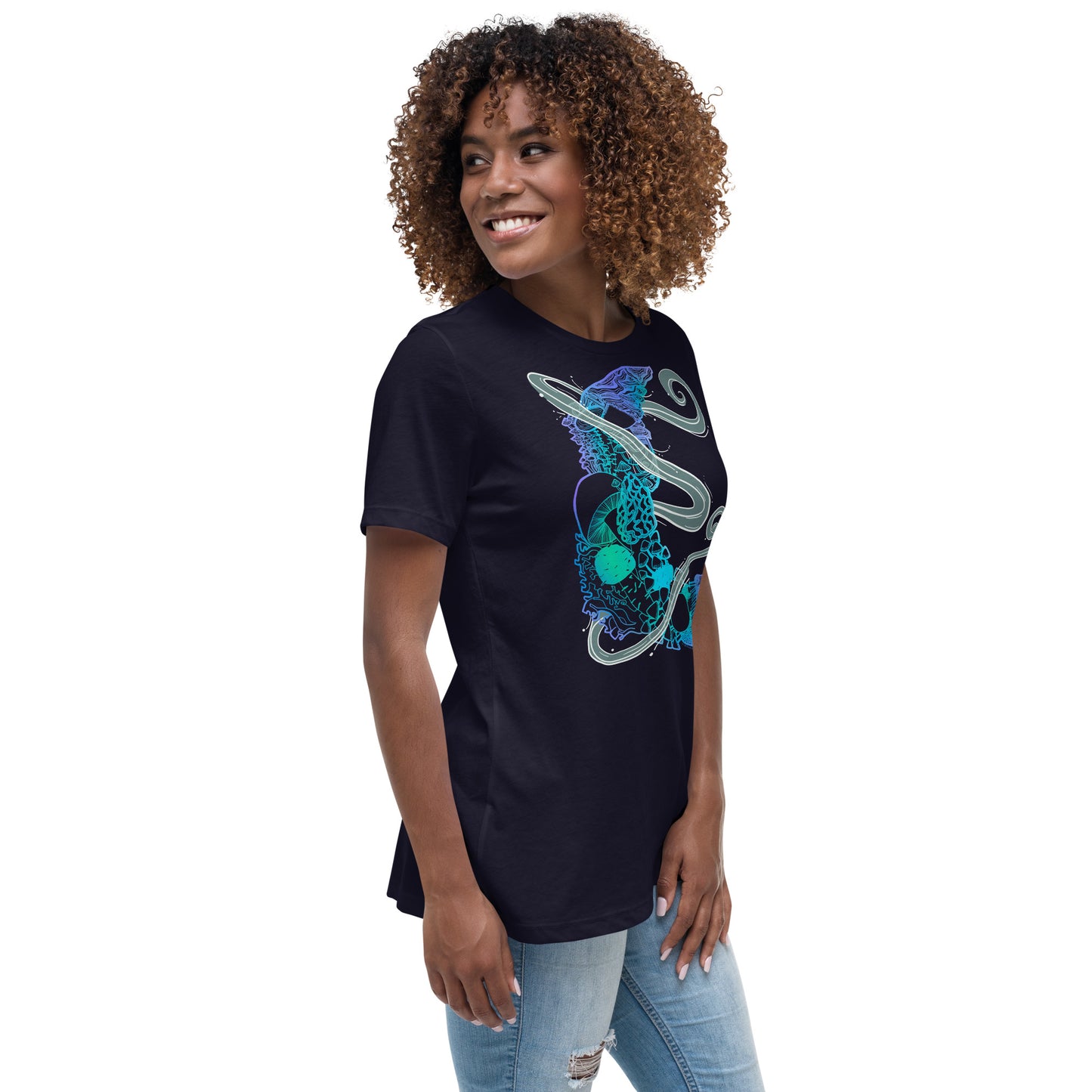 Cool Mushroom Moon Magic Women's Relaxed T-Shirt
