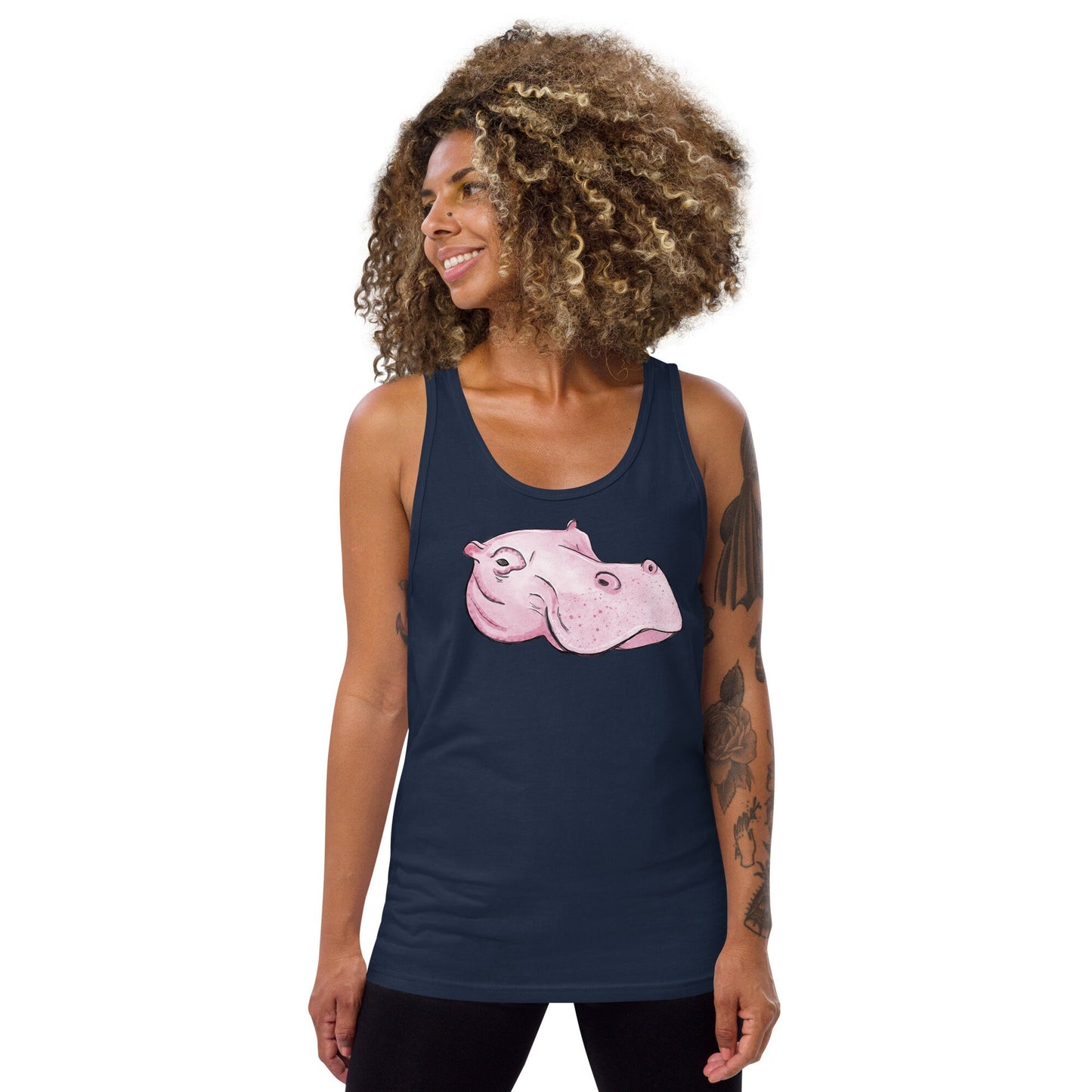 Pink Hippo Tank, Pink Hippo Shirt, Pink Tshirt, Hippo Tshirt,