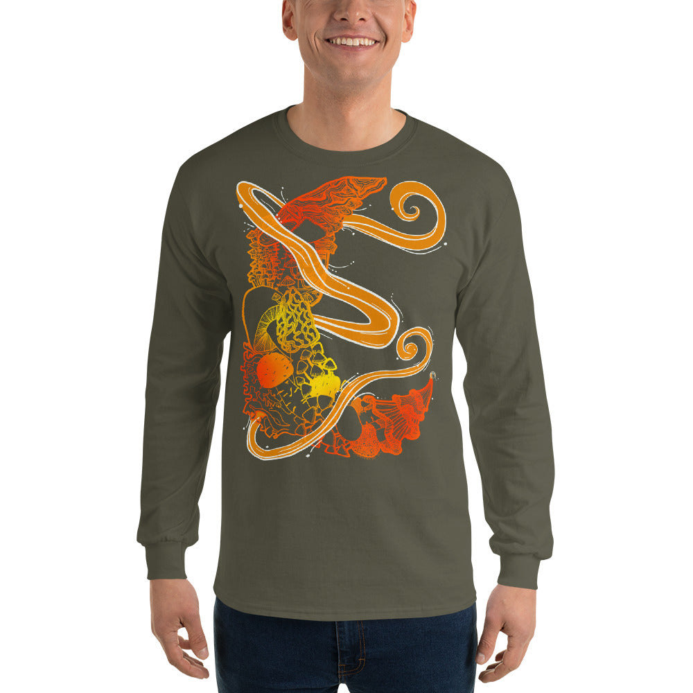 Fire Mushroom Moon Magic Long Sleeve Shirt
