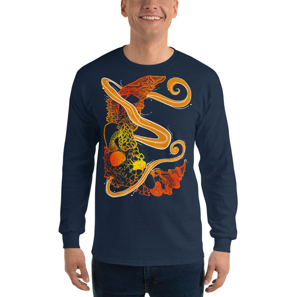 Fire Mushroom Moon Magic Long Sleeve Shirt