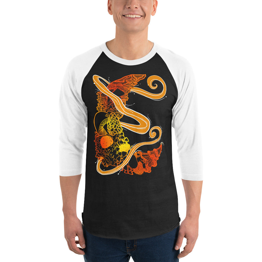 Fire Mushroom Moon Magic 3/4 sleeve raglan shirt
