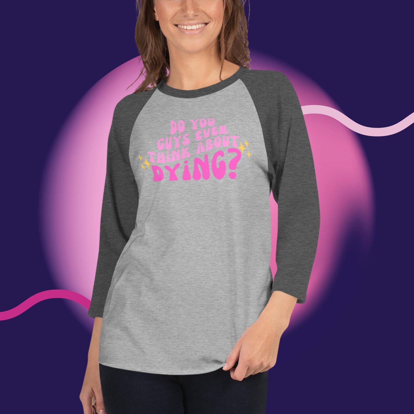 Do you ever think of dying Raglan / Baseball TShirt (Barbie Movie)