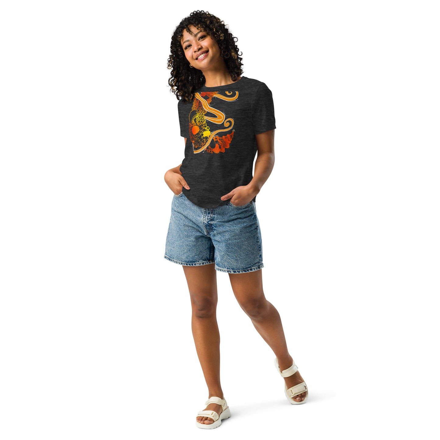 Fire Mushroom Moon Magic Women's Relaxed T-Shirt