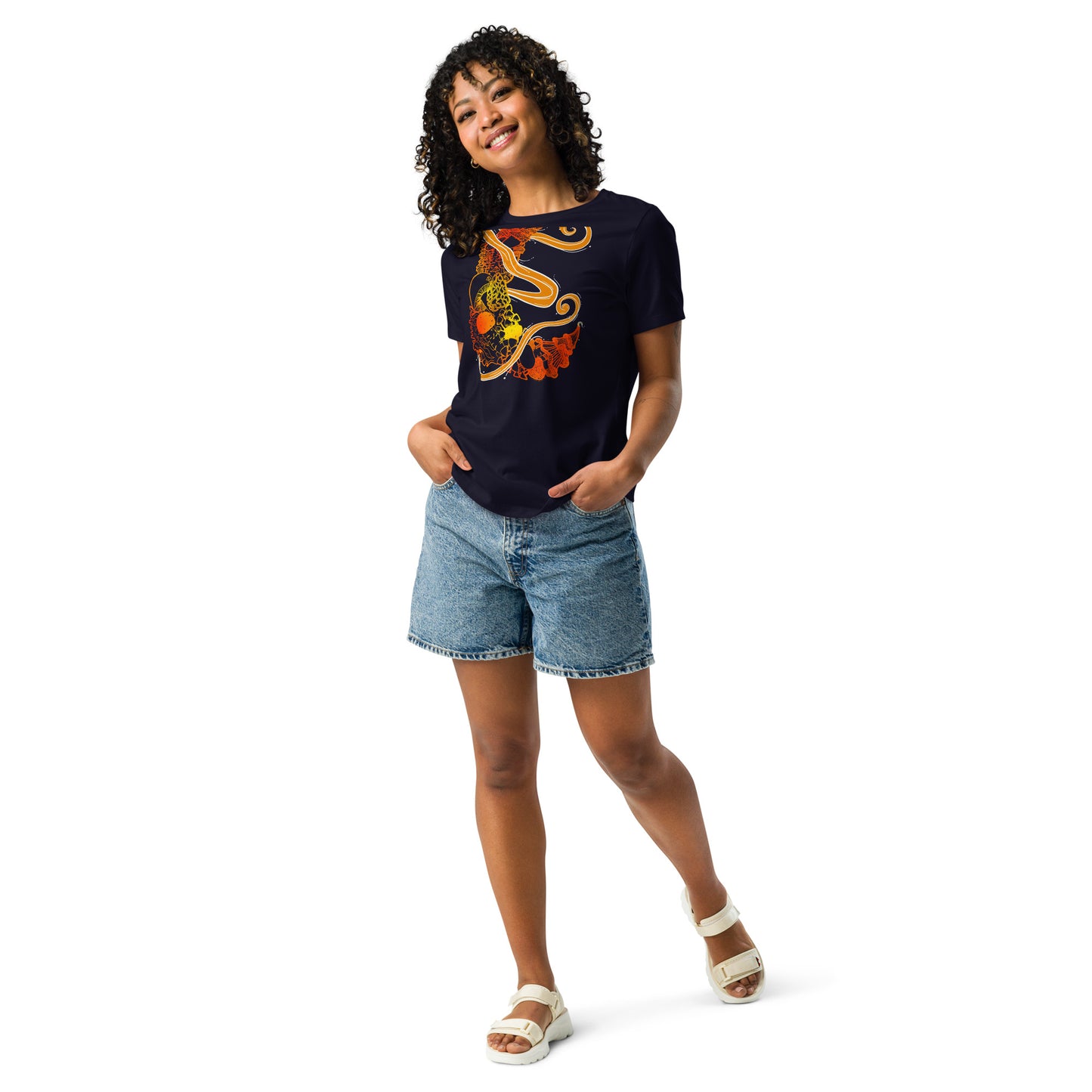 Fire Mushroom Moon Magic Women's Relaxed T-Shirt